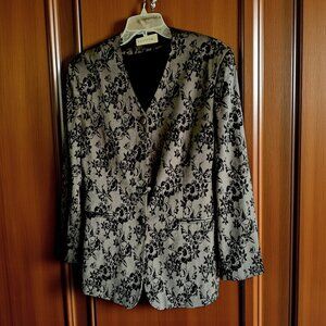 Charme Gray Floral Brocade Blazer Size 32